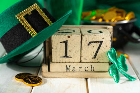 St. Patricks day concept - green beer and symbolsの写真素材