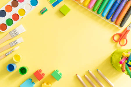 Kids online drawing class concept - suppliesの写真素材