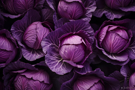 Food background - red cabbage background, top viewの素材