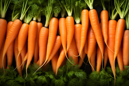 Food background - carrots background, top viewの素材