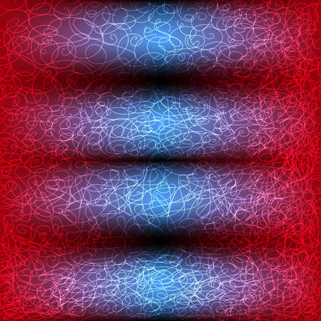 Intricate lace seamless pattern. Abstract tangled curved lines on blue and red gradient.のイラスト素材