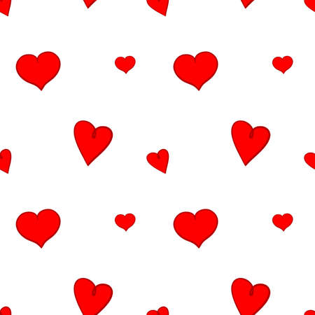 Red hearts on white background seamless pattern.のイラスト素材