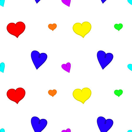 Rainbow hearts seamless background. Repeating pattern for Saint Valentine's Day. Vectorのイラスト素材