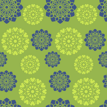 Blue and green floral pattern. Seamless flower background. Repeating vector patternのイラスト素材