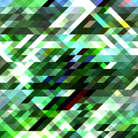 Green stained glass geometric pattern. Abstract vector background. Horizontally seamless. For...