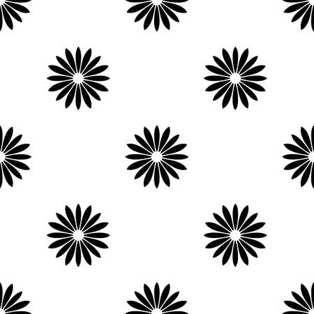 Seamless pattern with black flowers on white background. Floral vector pattern for web design. Made using clipping maskのイラスト素材