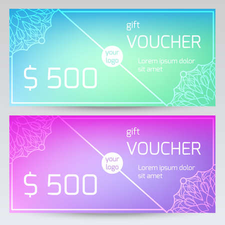 Gift voucher design. Elegant vector template for gift certificate, card, couponのイラスト素材