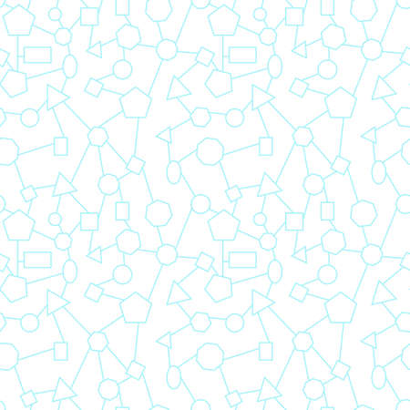 Seamless pattern with light blue geometric shapes on white background. Abstract vector backgroundのイラスト素材