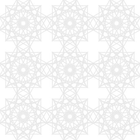 Seamless geometric pattern in silver and white colors. Intricate abstract background. Vector pattern for web designのイラスト素材