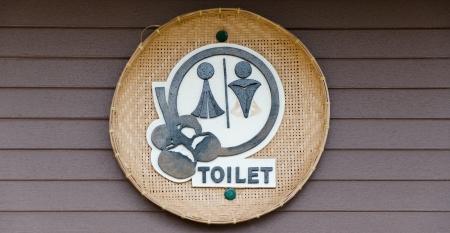 Man and women sign the brown wood textureの写真素材