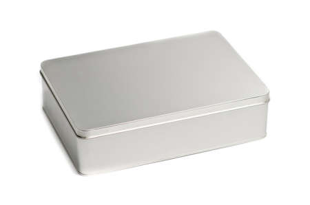 Tin box on white backgroundの写真素材