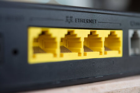 Network switch front panel with 4 portsのeditorial素材