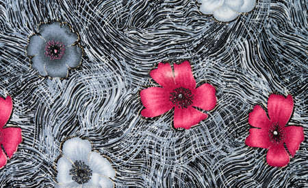 Colorful batik cloth fabric backgroundの写真素材