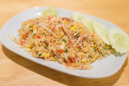 Thai local food, fried rice with crabの写真素材