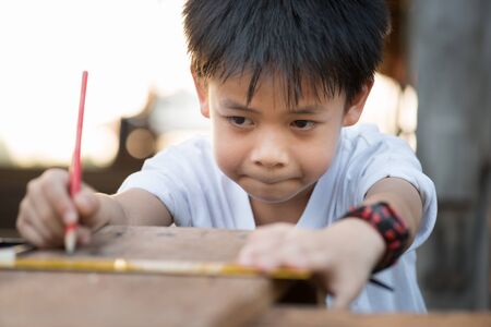 portrait kids carpenter conceptの写真素材