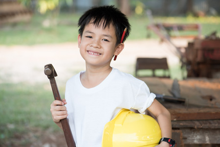 Little "engineer" ; , concept carpenterの写真素材