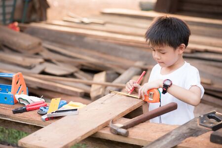 portrait kids carpenter conceptの写真素材