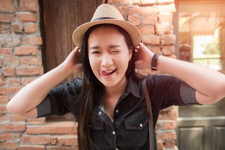 beautiful asian woman is travelingの写真素材