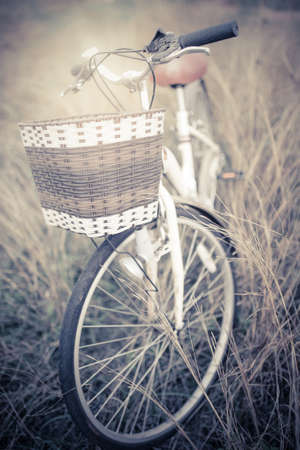 Vintage Bicycle with Summer grassfield ; vintage filter styleの写真素材