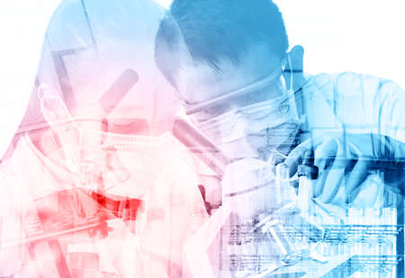 scientist with equipment and science experimentsの写真素材