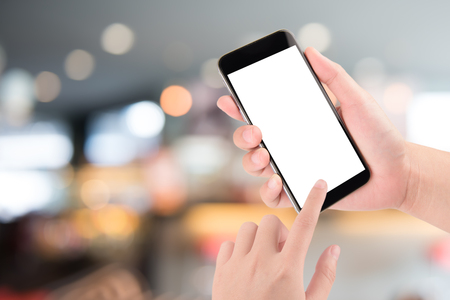 Woman Hand holding smartphone device.の写真素材