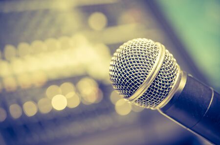 microphone with bokeh in vintage tone styleの写真素材