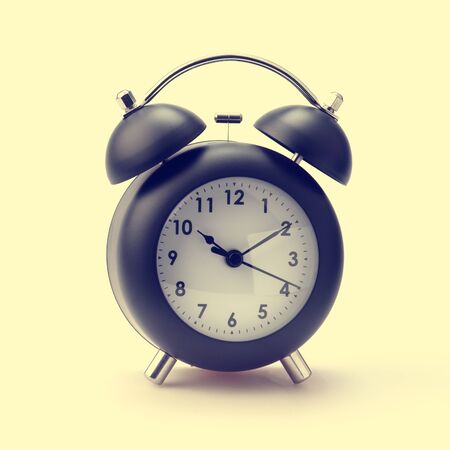 Black Alarm clock in vintage tone styleの写真素材