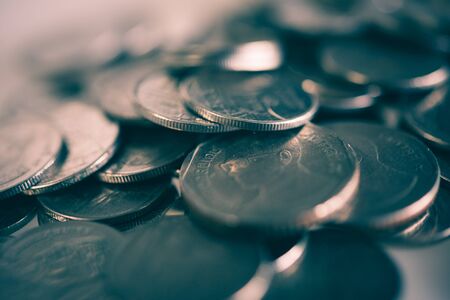 rows of coins for finance and business conceptの写真素材