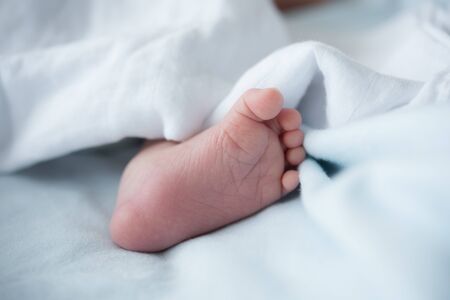 new born baby footの写真素材