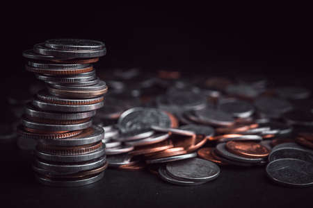 rows of coins for finance and business,Saving money and account finance bank business concept.の写真素材