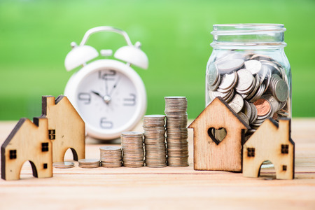 Saving money for real estate with buying a new home and loan for prepare in the future concept.の写真素材