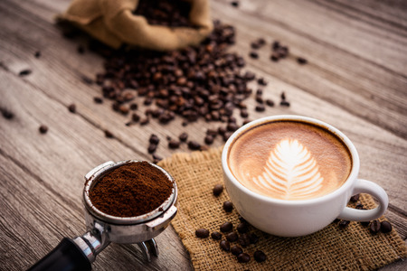 coffee latte art with coffee beans