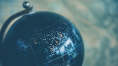 Close up of india on globe