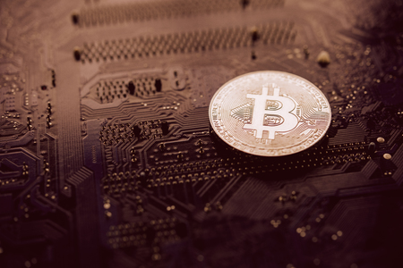 Gold Bitcoin electronic computer processor board