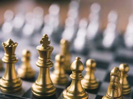 Chess game competition business concept , Business competition concept Fighting and confronting problems, threats from surrounding problems. Exhibited under the concept of games.の写真素材