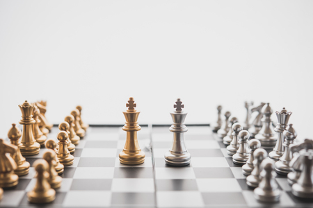Chess game competition business concept , Business competition concept Fighting and confronting problems, threats from surrounding problems. Exhibited under the concept of games.の写真素材
