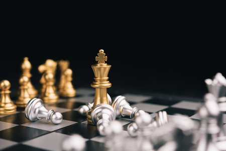 Chess game competition business concept , Business competition concept Fighting and confronting problems, threats from surrounding problems. Exhibited under the concept of games.の写真素材