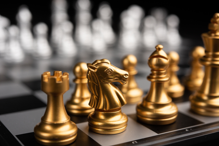 Chess game competition business concept , Business competition concept Fighting and confronting problems, threats from surrounding problems. Exhibited under the concept of games.の写真素材