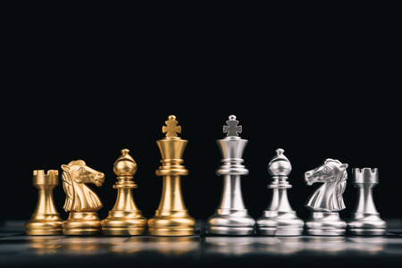 Chess game competition business concept , Business competition concept Fighting and confronting problems, threats from surrounding problems. Exhibited under the concept of games.の写真素材