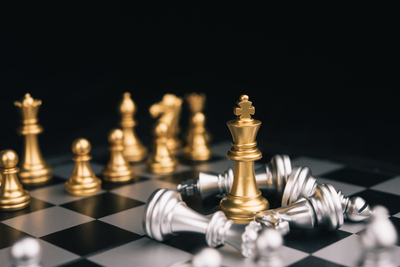 Chess game competition business concept , Business competition concept Fighting and confronting problems, threats from surrounding problems. Exhibited under the concept of games.の写真素材