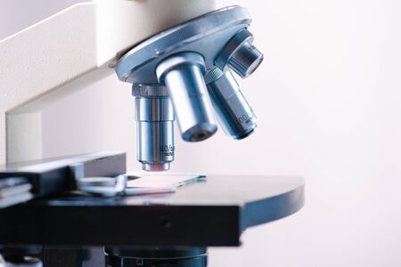 Microscope for laboratory research. Photo of a medical microscope close-upの写真素材