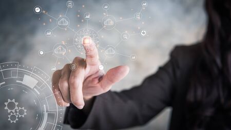 Digital transformation change management, internet of things (IoT), new technology bigdata and business process strategy, automate operation, customer service management, cloud computing, smart industryの写真素材