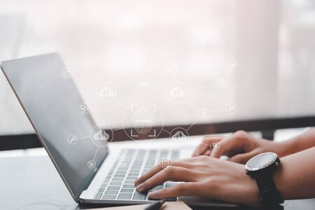 fingerprint authorization access concept, personal data information securityの写真素材