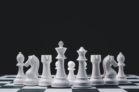 chess board game white team. concept of business ideas and competition and strategy plan success meaning.Team collaboration conceptの写真素材