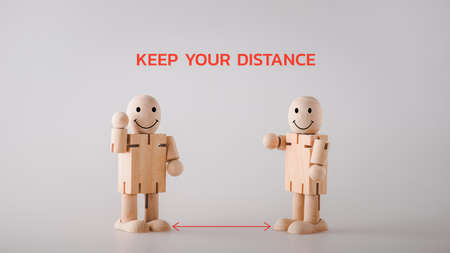 Social distancing, keep distance in public society people to protect from COVID-19 coronavirus outbreak spreading concept,The idea of ââencouraging the use of measures to keep the distance.の写真素材