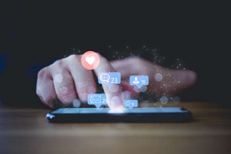 Social media and digital online concept, man using smart phone. The concept of living on vacation...