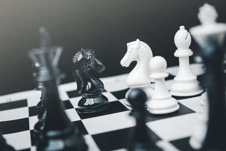 Chess game competition business concept , Business competition concept Fighting and confronting problems, threats from surrounding problems. Exhibited under the concept of games.の写真素材