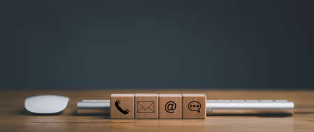 Website page contact us or e-mail marketing concept, Customer support hotline Contact us people...
