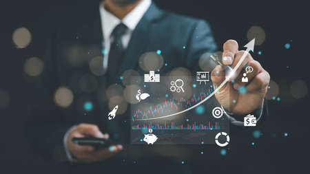 planning and strategy, Stock market, Business growth, progress or success concept. Businessman or...