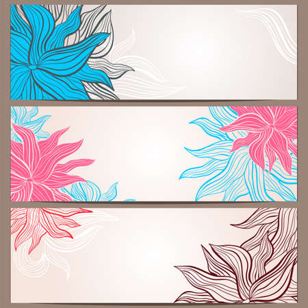 Set of three banners with floral ornamentのイラスト素材